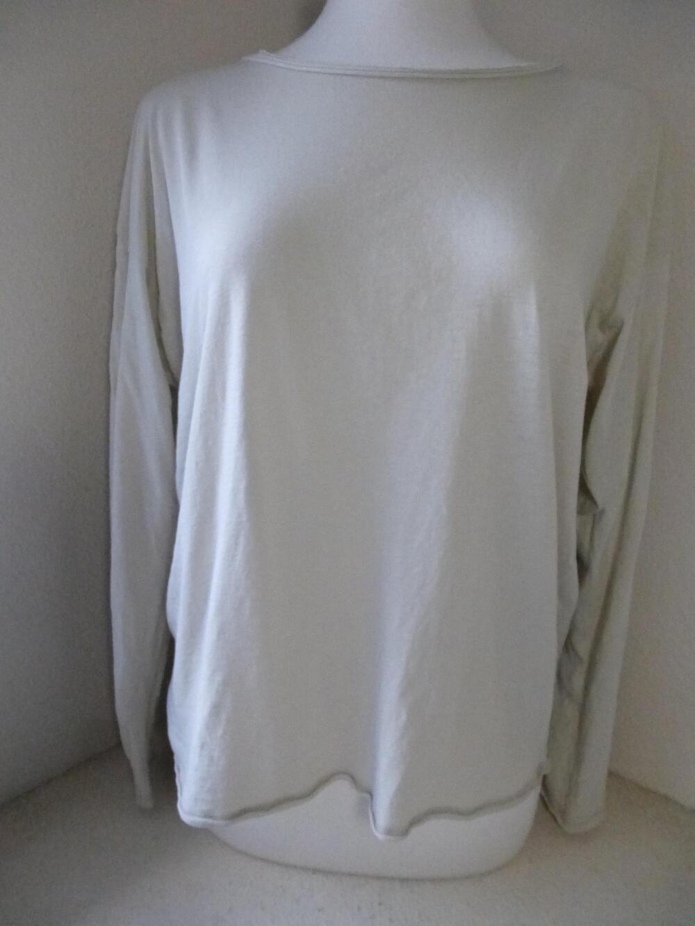 Eskandar Shirt One Size Light Gray Pima Cotton Boxy Long Sleeve Oversized Top